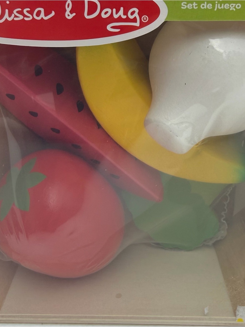 Melissa & Doug Wooden Play Fruit Set - Red, Yellow, White, Green